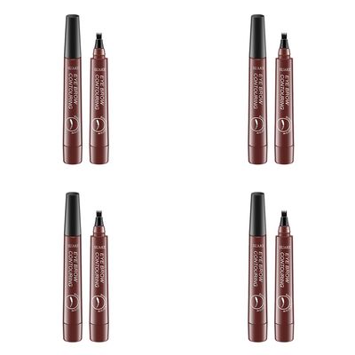 Magik 2-4 Pc Microblading Tattoo Eyebrow Pen Four Tips Waterproof Ink Gel Tint Draw. (4 Pack, 3 Reddish brown)