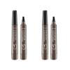 Magik 2-4 Pc Microblading Tattoo Eyebrow Pen Four Tips Waterproof Ink Gel Tint Draw. (2 Pack, 4 Gray brown) view 1