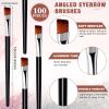 Gerrii 100 Pieces Disposable Angled Eyebrow Brushes Eye Liner Brush Disposable Angle Brushes Tinting Brushes for Women Girls Salon Beauty Cosmetic Make up Tool Esthetician Supplies(Black) view 2