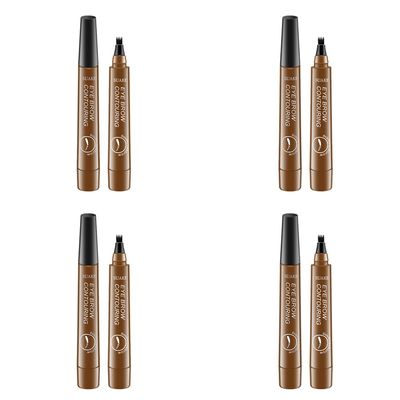 Magik 2-4 Pc Microblading Tattoo Eyebrow Pen Four Tips Waterproof Ink Gel Tint Draw. (4 Pack, 1 LightBrown)