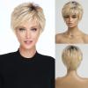 HAIRCUBE Short Ombre Blonde 100% Human Hair Wigs for Women,Pixie Cut Curly Wig With Bang Glueless Wigs Natural Daily Use view 1
