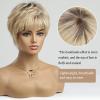 HAIRCUBE Short Ombre Blonde 100% Human Hair Wigs for Women,Pixie Cut Curly Wig With Bang Glueless Wigs Natural Daily Use view 2