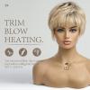 HAIRCUBE Short Ombre Blonde 100% Human Hair Wigs for Women,Pixie Cut Curly Wig With Bang Glueless Wigs Natural Daily Use view 3