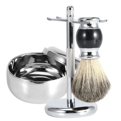 Shaving Kit for Men, 3 in 1 Shaving Set Includes Shaving Brush, Shaving Bowl, Razor & Brush Holder, Professional Men Shaving Tool Birthday Fathers Day From Daughter