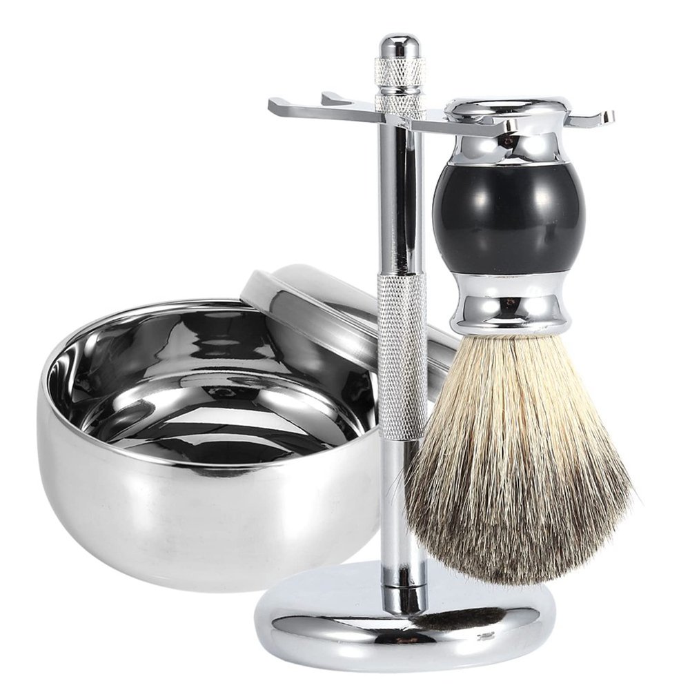 Shaving Kit for Men, 3 in 1 Shaving Set Includes Shaving Brush, Shaving Bowl, Razor & Brush Holder, Professional Men Shaving Tool Birthday Fathers Day From Daughter