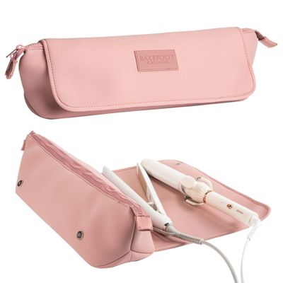 BAREFOOT CARIBOU Hair Tools Travel Bag and Heat Resistant Mat for Flat Irons, Straighteners, Curling Iron, and Haircare Accessories, 2-in-1 design, with Interior Pockets, Portable Organizer (Dune)