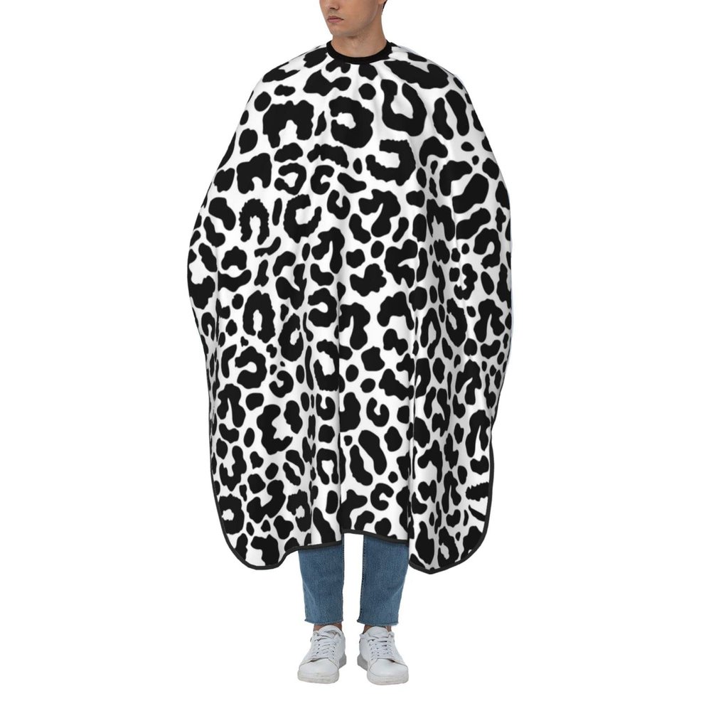 BZAXXQI Black White Leopard Print Hair Cutting Cape,Barber Cape Unisex Hair Cutting Cape Hair Cutting Accessories 66x55 Inch