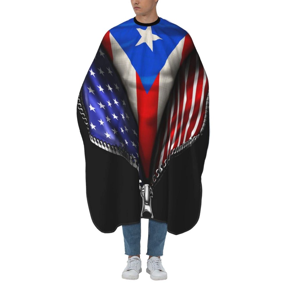 BZAXXQI Puerto Rico American Flag Hair Cutting Cape,Barber Cape Unisex Hair Cutting Cape Hair Cutting Accessories 66x55 Inch