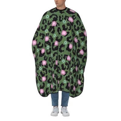 BZAXXQI Green Flower Leopard Hair Cutting Cape,Barber Cape Unisex Hair Cutting Cape Hair Cutting Accessories 66x55 Inch