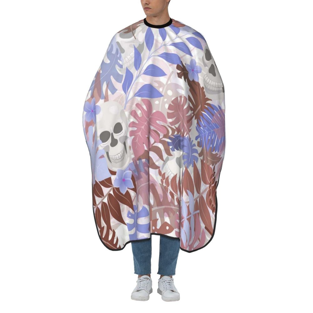 BZAXXQI Skull Leaves Flowers Hair Cutting Cape,Barber Cape Unisex Hair Cutting Cape Hair Cutting Accessories 66x55 Inch