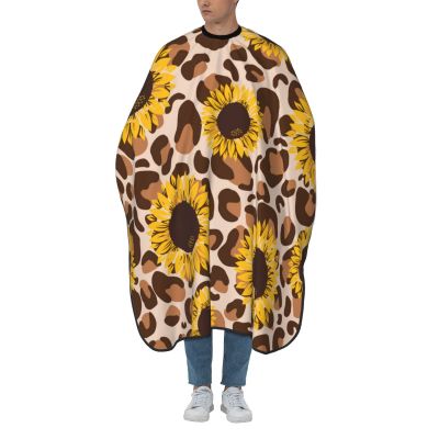 BZAXXQI Yellow Sunflowers With Leopard Print Hair Cutting Cape,Barber Cape Unisex Hair Cutting Cape Hair Cutting Accessories 66x55 Inch