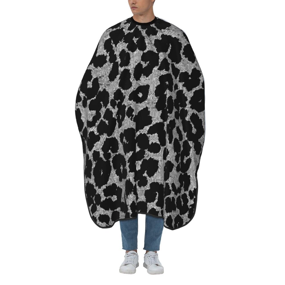 BZAXXQI Black Leopard Hair Cutting Cape,Barber Cape Unisex Hair Cutting Cape Hair Cutting Accessories 66x55 Inch