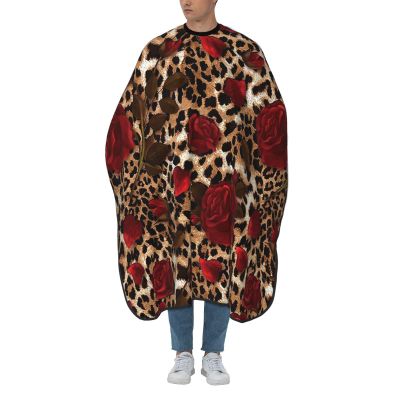 BZAXXQI Rose Leopard Hair Cutting Cape,Barber Cape Unisex Hair Cutting Cape Hair Cutting Accessories 66x55 Inch