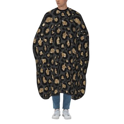 BZAXXQI Black Gold Leopard Hair Cutting Cape,Barber Cape Unisex Hair Cutting Cape Hair Cutting Accessories 66x55 Inch