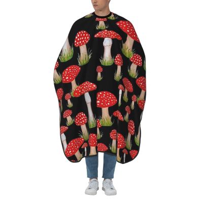 BZAXXQI Red Mushrooms On Black Hair Cutting Cape,Barber Cape Unisex Hair Cutting Cape Hair Cutting Accessories 66x55 Inch