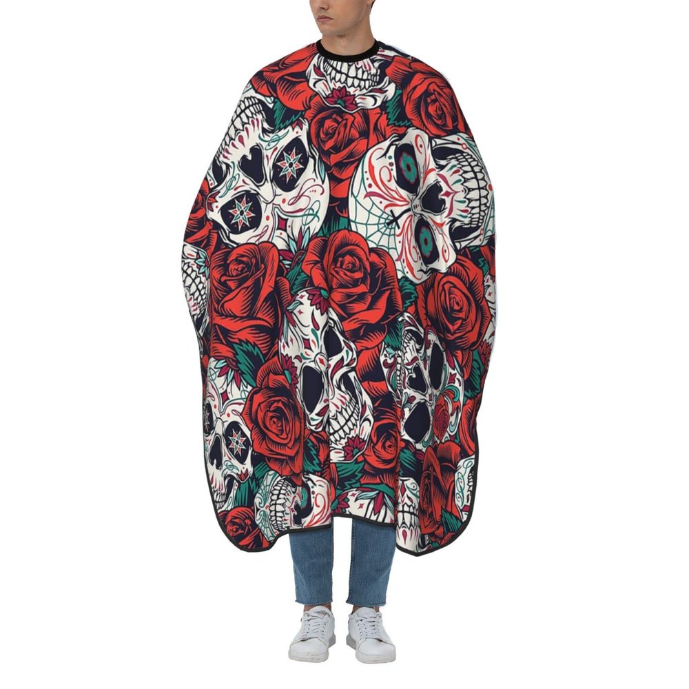 BZAXXQI Flower Skull Hair Cutting Cape,Barber Cape Unisex Hair Cutting Cape Hair Cutting Accessories 66x55 Inch
