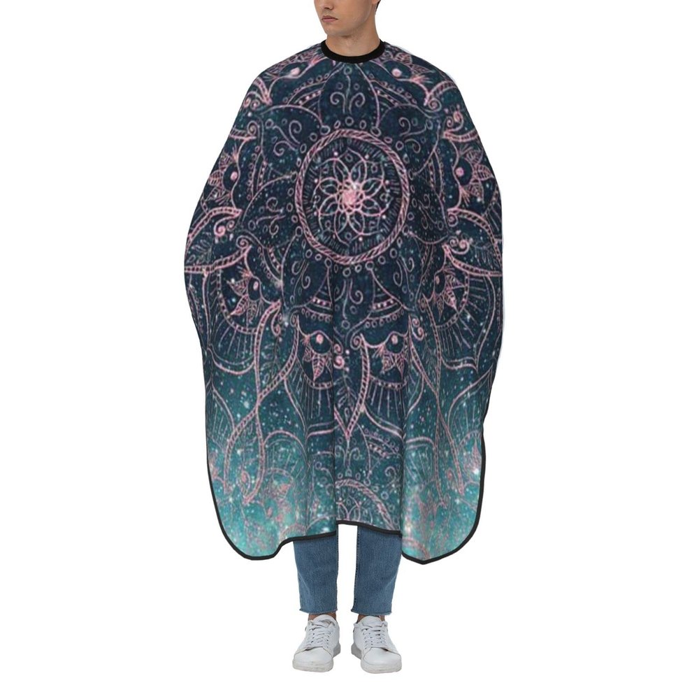 BZAXXQI Rose Gold Mandala Blue Stars Hair Cutting Cape,Barber Cape Unisex Hair Cutting Cape Hair Cutting Accessories 66x55 Inch