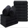 Orighty Black Salon Towel, Pack of 12 (Not Bleach Proof, 16 x 29 Inches) Super Soft and Absorbent Microfiber Hair Salon Towels for Salon, Hand, Gym, Bath, Spa and Home Hair Care view 1