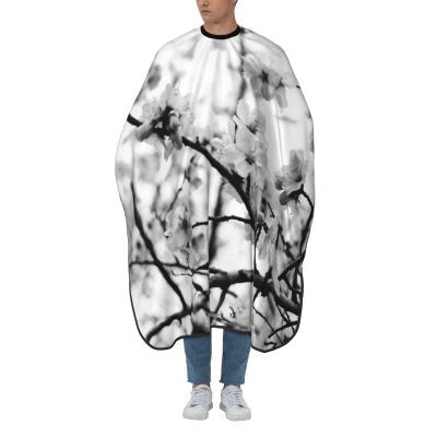 BZAXXQI Cherry Blossom Black And White Hair Cutting Cape,Barber Cape Unisex Hair Cutting Cape Hair Cutting Accessories 66x55 Inch