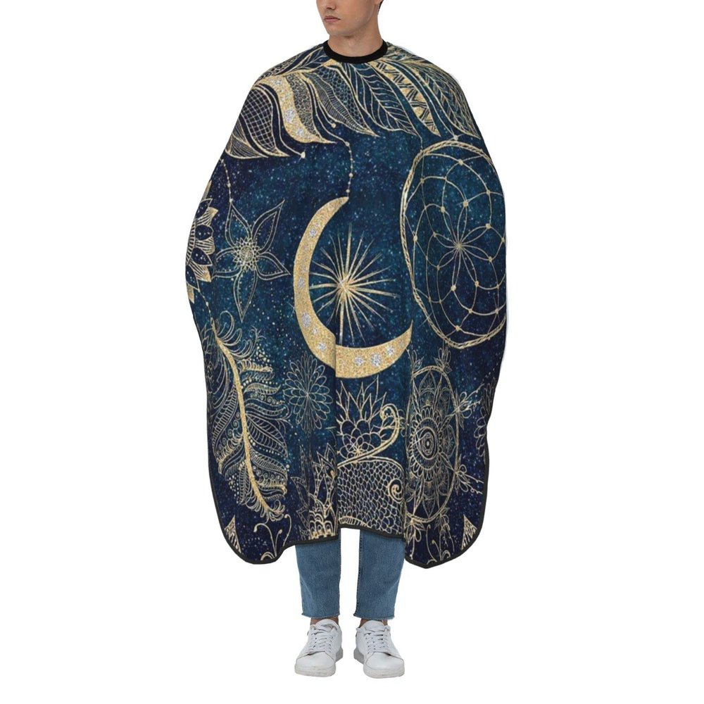 BZAXXQI Gold Mandala Hair Cutting Cape,Barber Cape Unisex Hair Cutting Cape Hair Cutting Accessories 66x55 Inch