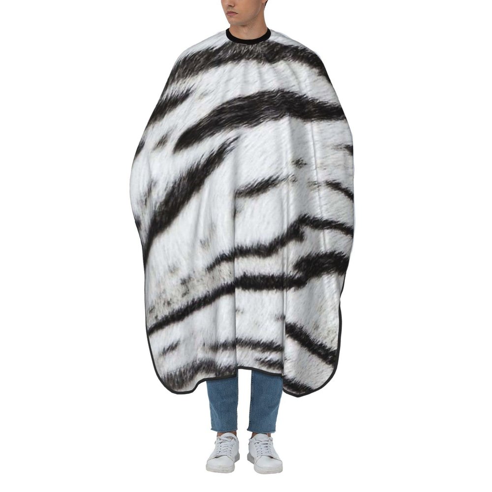 BZAXXQI White Black Tiger Print Animal Hair Cutting Cape,Barber Cape Unisex Hair Cutting Cape Hair Cutting Accessories 66x55 Inch