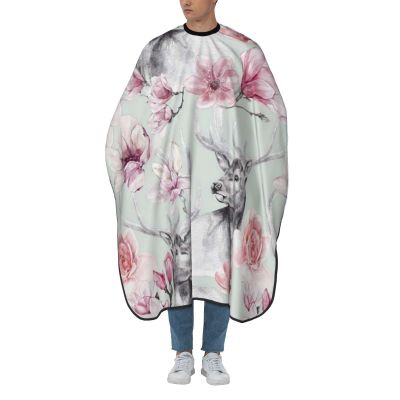 BZAXXQI Deer Floral Hair Cutting Cape,Barber Cape Unisex Hair Cutting Cape Hair Cutting Accessories 66x55 Inch