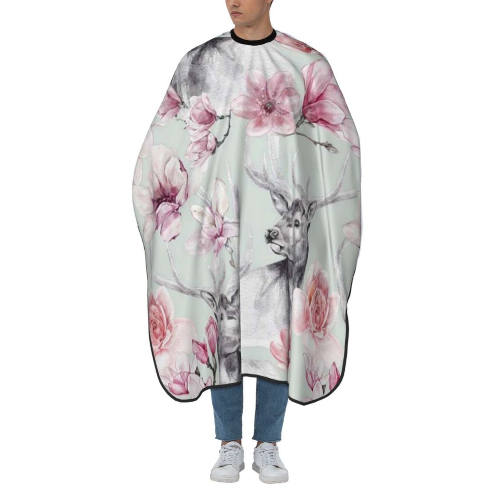 BZAXXQI Deer Floral Hair Cutting Cape,Barber Cape Unisex Hair Cutting Cape Hair Cutting Accessories 66x55 Inch