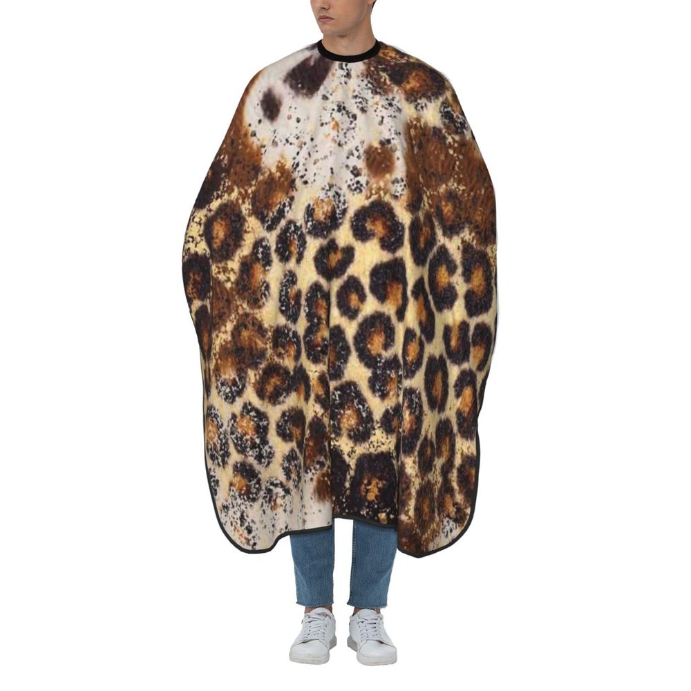 BZAXXQI Cowhide With Leopard Print Hair Cutting Cape,Barber Cape Unisex Hair Cutting Cape Hair Cutting Accessories 66x55 Inch