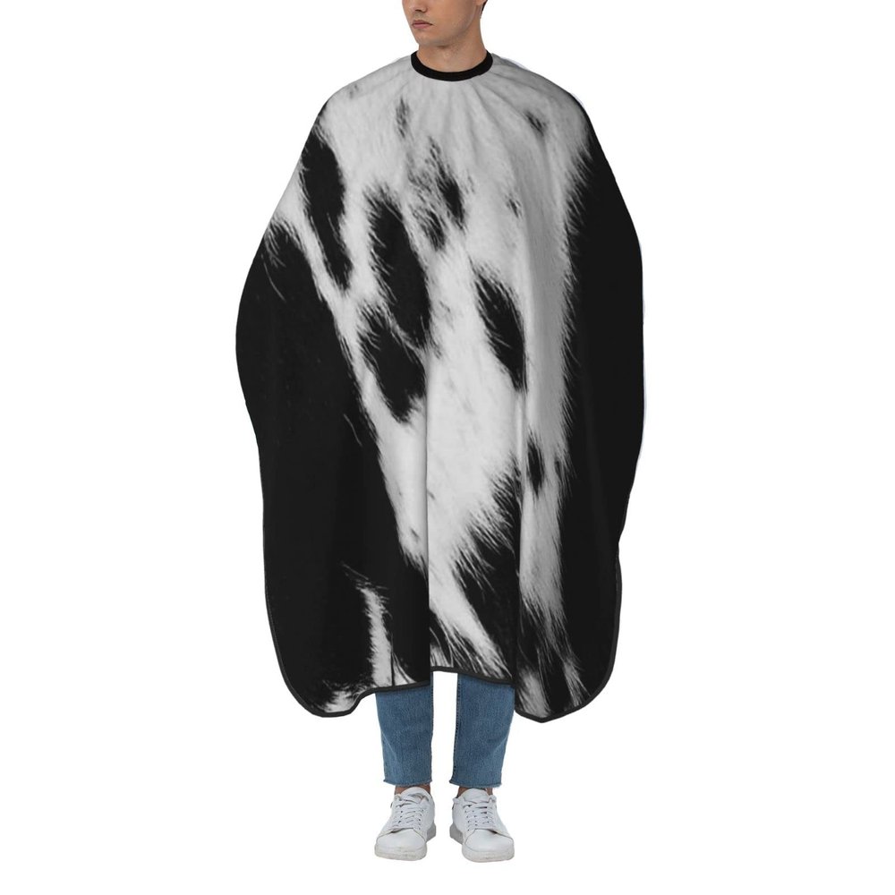BZAXXQI Black Cow Animal Print Cowhide Hair Cutting Cape,Barber Cape Unisex Hair Cutting Cape Hair Cutting Accessories 66x55 Inch