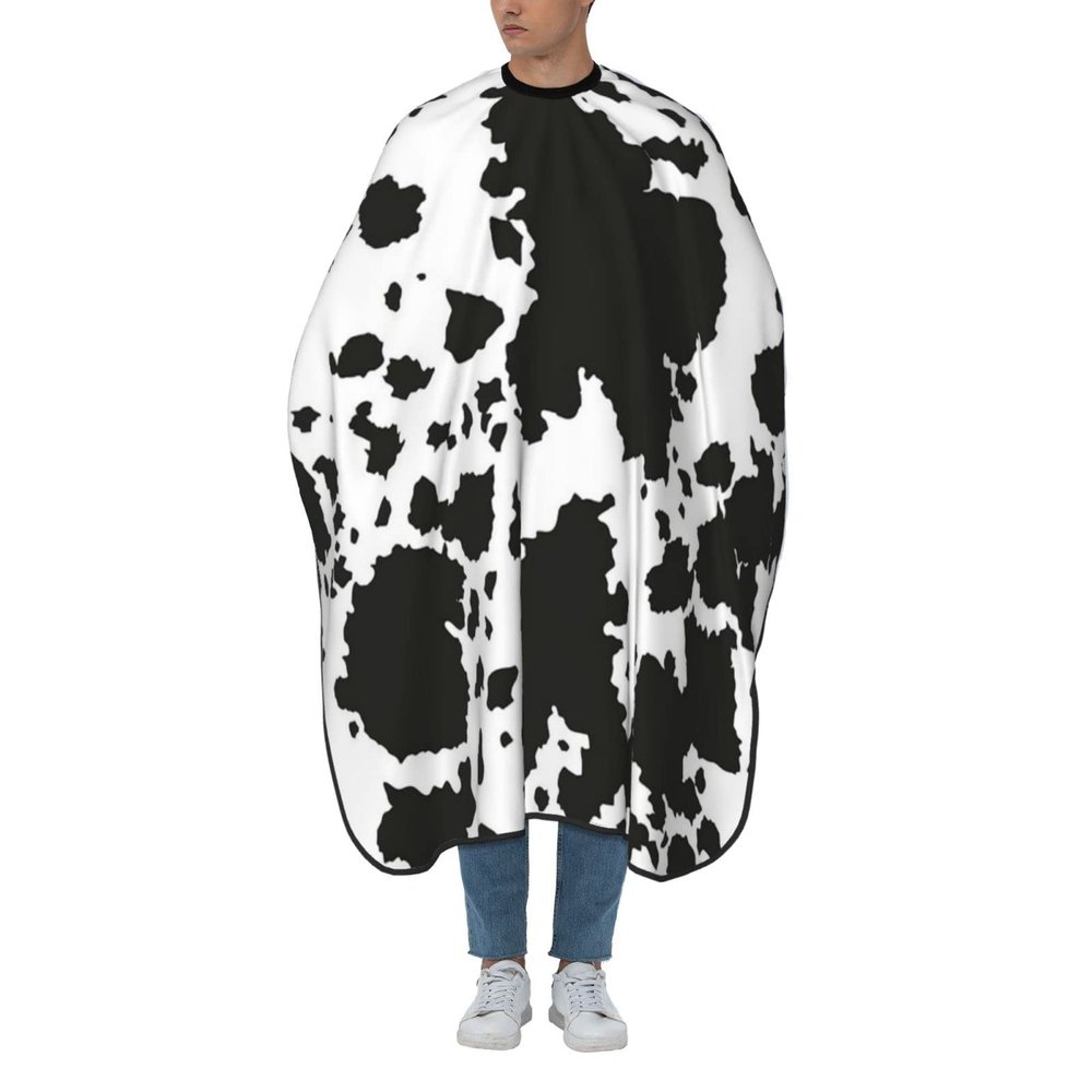 BZAXXQI Black And White Cowhide Animal Hair Cutting Cape,Barber Cape Unisex Hair Cutting Cape Hair Cutting Accessories 66x55 Inch