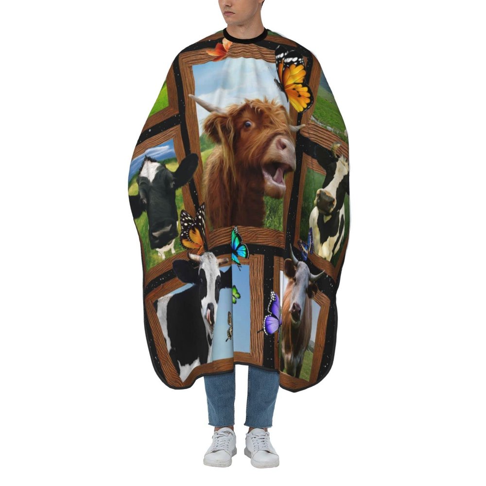 BZAXXQI Cow Plaid Hair Cutting Cape,Barber Cape Unisex Hair Cutting Cape Hair Cutting Accessories 66x55 Inch