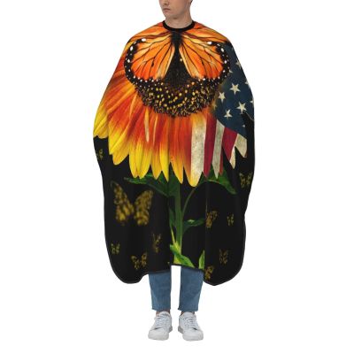 BZAXXQI Sunflower Butterflies American Flag Hair Cutting Cape,Barber Cape Unisex Hair Cutting Cape Hair Cutting Accessories 66x55 Inch