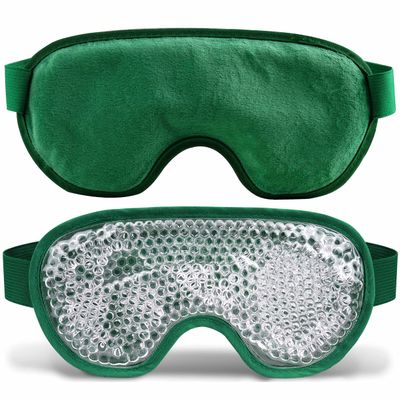 Cooling Eye Mask with Gel Bead, Reusable Cold Compress Ice Pack Sleeping Eye Cooling Pads for After Eyelid Surgery, Puffiness, Puffy Eyes, Headache, Migraine Relief(Dark Green)