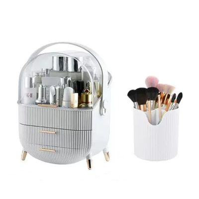 Storage Vanity Case,Makeup Organiser Storage,2-Layer Desktop Cosmetic Storage Box,Portable Skincare Organizers,Make Up Storage with Drawers,Desktop Makeup Jewelry Case (Color : White, Size : Style-1