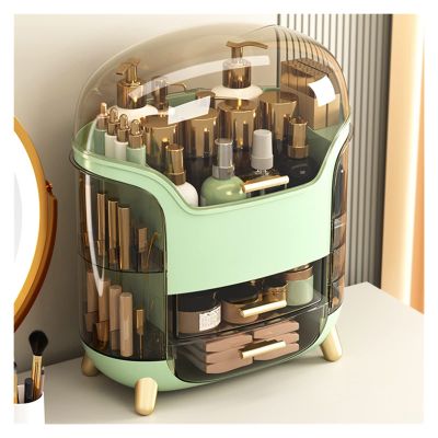 WIGSELBL Storage Boxes Multi-Function Cosmetic Organisers Jewelry Box Display Case with Drawer,Portable Skincare Organizers Makeup Holder for Bedroom Bathroom Desktop (Color : Green)