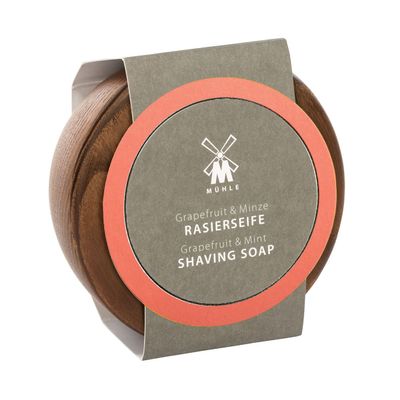MHLE Wooden Bowl With Grapefruit & Mint Shaving Soap, 65 Grams  Shave Soap for Men, Rich & Light Soap Formula, Nurturing Solid Shave Soap Lather, Cooling Effect On Skin