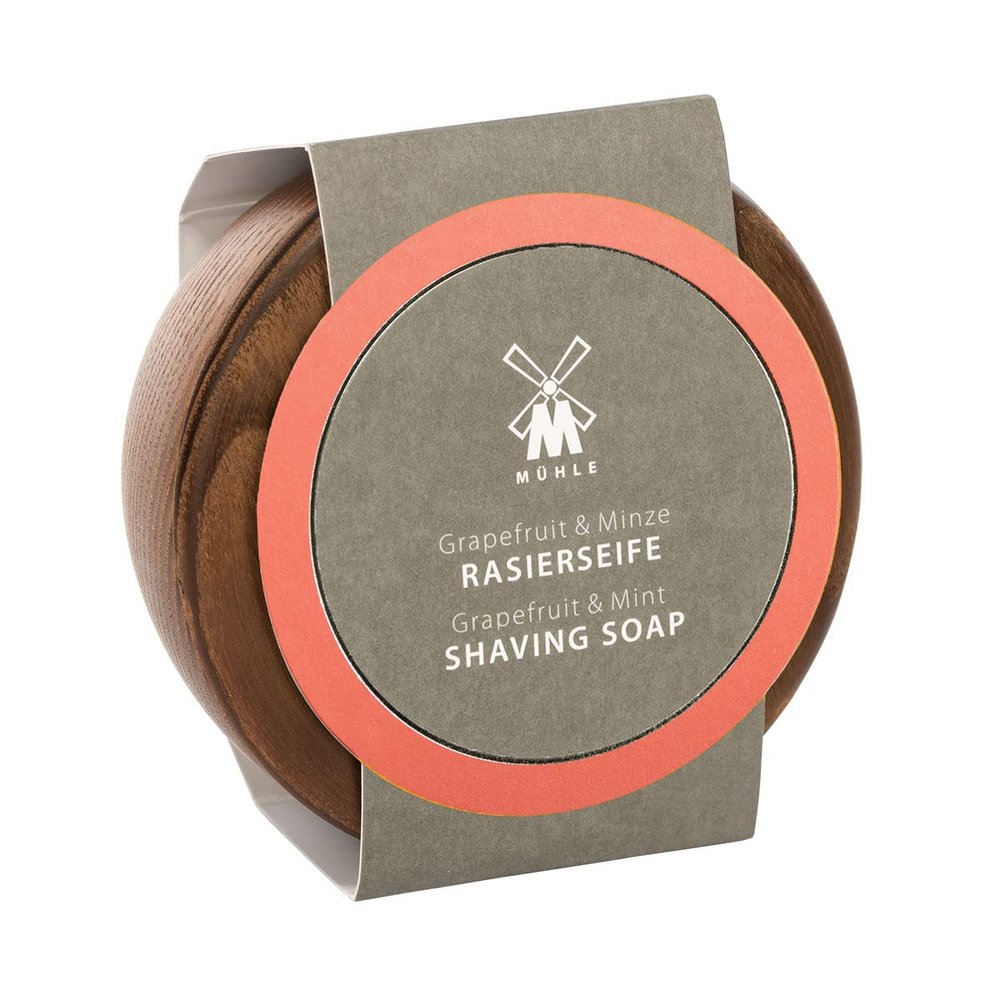 MHLE Wooden Bowl With Grapefruit & Mint Shaving Soap, 65 Grams  Shave Soap for Men, Rich & Light Soap Formula, Nurturing Solid Shave Soap Lather, Cooling Effect On Skin