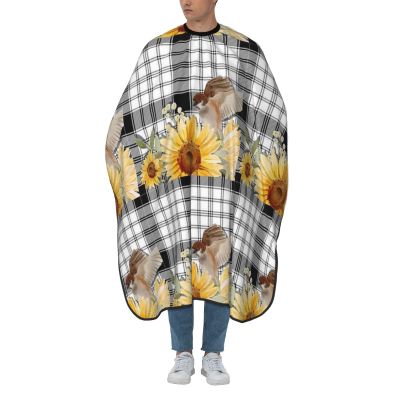 BZAXXQI Sunflowers And Bird Black And White Plaid Hair Cutting Cape,Barber Cape Unisex Hair Cutting Cape Hair Cutting Accessories 66x55 Inch
