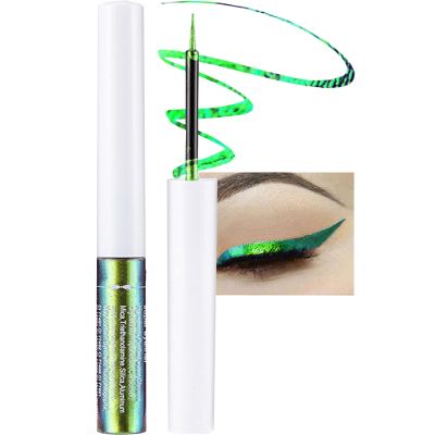 Chameleon Glitter Eyeliner Liquid - 1Pcs Green Metallic High-Pigmented Colored Makeup Glitter Pen for Eye Liner Eyeshadow, Ultra-Fine Tip Multichrome Eyeliner,Christmas Makeup Gift for Women- 02#