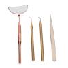 4PCS Eyelash Extension Tweezers Mirror Set, Eyelash Art Tool Kit, Stainless Steel Universal Rotatable Anti Slip Handle Eyelash Tool for Lash Extension (Rose Gold) view 1