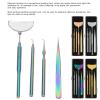 4PCS Eyelash Extension Tweezers Mirror Set, Eyelash Art Tool Kit, Stainless Steel Universal Rotatable Anti Slip Handle Eyelash Tool for Lash Extension (Rose Gold) view 4