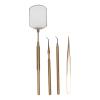 Eyelash Art Tool Kit, Eyelash Extension Tweezers Set, Stainless Steel Rotatable Inspection Mirror Extension Tweezers Pickup Sticks for Lash Extension (Gold) view 1