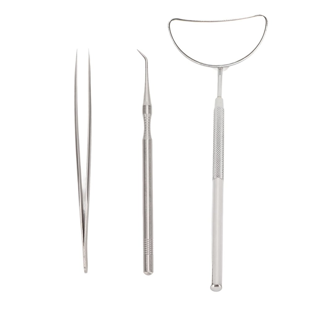 Professional Eyelash Tweezers Set, 3-Piece Straight & Curved Tips, Stainless Steel Lash Tools with Mirror Eyelash Separator for Lash Extensions (Silver)