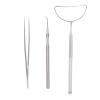 Professional Eyelash Tweezers Set, 3-Piece Straight & Curved Tips, Stainless Steel Lash Tools with Mirror Eyelash Separator for Lash Extensions (Silver) view 1