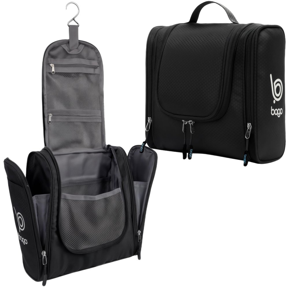 Bago Travel Toiletry Bag for Women and Men X-Large Waterproof Hanging Large Toiletry Bag for Bathroom and Travel Bag for Toiletries Organizer -Travel Makeup Bag (Black)