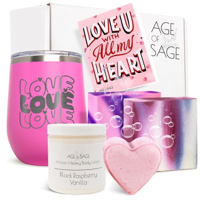 Love Spa Gift Basket for Women - Self Care Basket, Relaxation, Pampering Gift for Girlfriend, Wife, Mom, Sister, Friends - Birthday Bundles, Mothers Day, Anniversary, Valentines Day Gift Set for Her