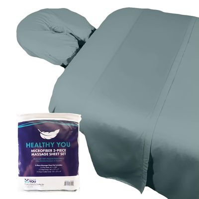 Healthy You Microfiber Massage Spa Table Sheets 3pc Set - Wrinkle-Resistant, Includes Flat, Fitted Sheet and Massage Face Rest Cover (Ocean)