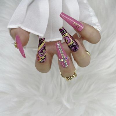 Fake Acrylic Luxury Press On Nails (Y)