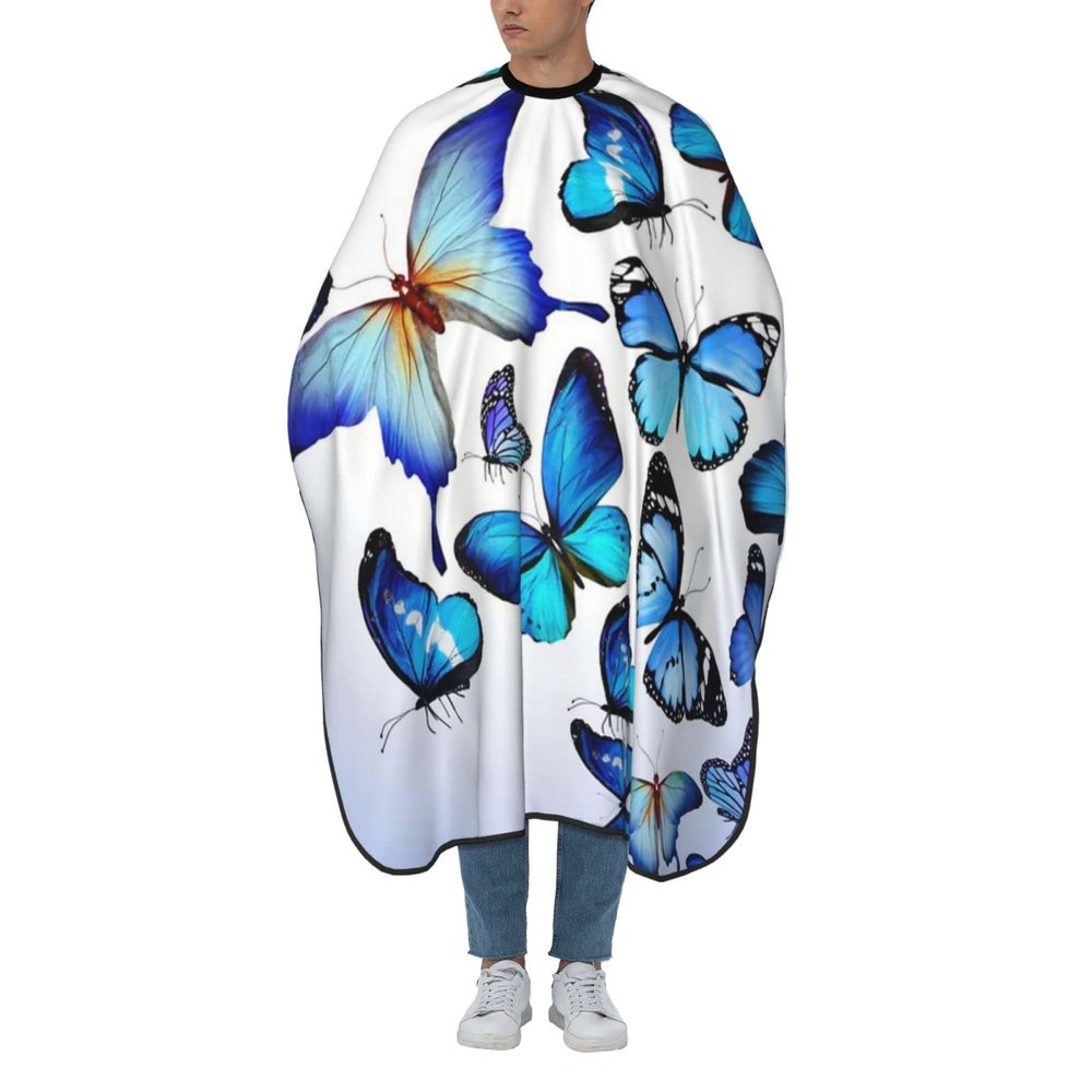 BZAXXQI Blue Butterfly Hair Cutting Cape,Barber Cape Unisex Hair Cutting Cape Hair Cutting Accessories 66x55 Inch