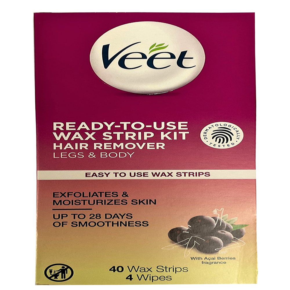 VEET Ready To Use Wax Strips Legs and Body 40 ea (Pack of 4